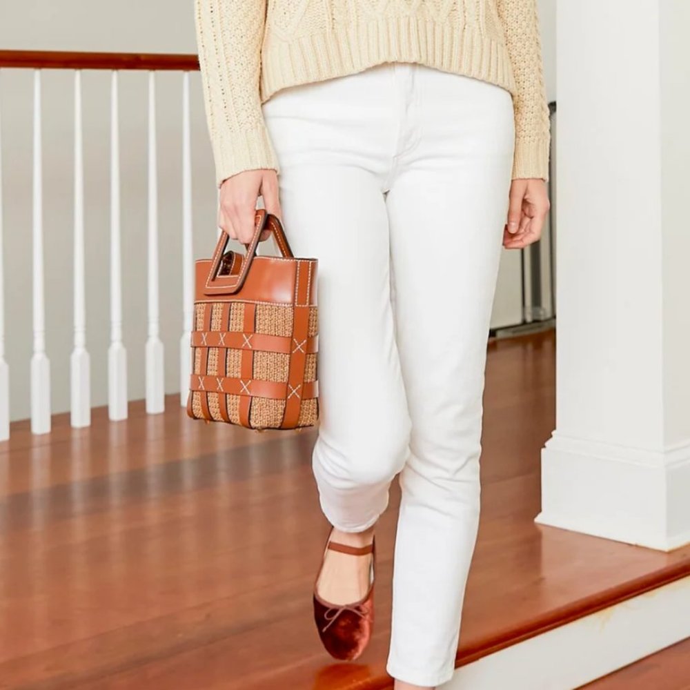 STAUD Tan Raffia Mini Shirley Bag MSRP$375 - Picture 2 of 8